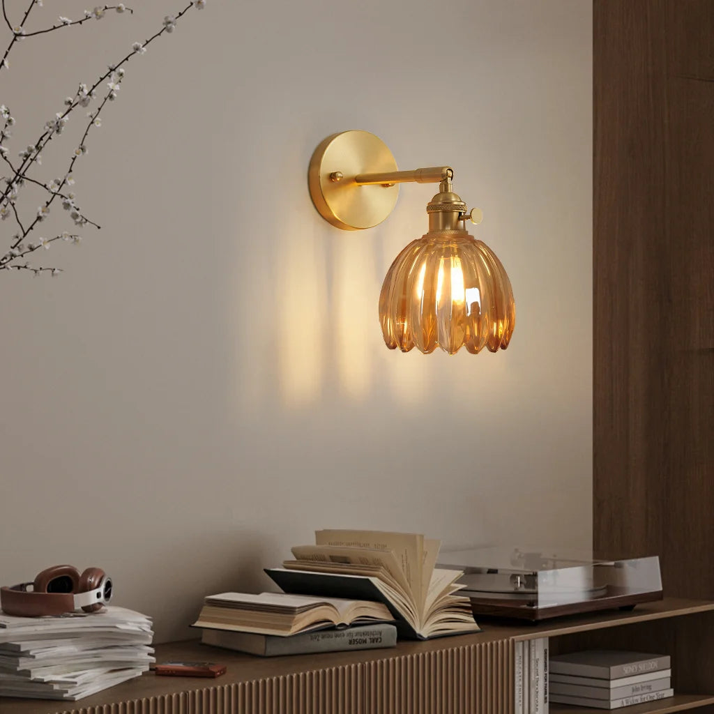 Lotus Glass Wall Light – Contemporary Sconce with Brushed Nickel Finish for Elegant Home Decor