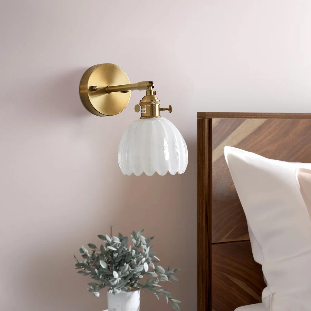 Lotus Glass Wall Light – Contemporary Sconce with Brushed Nickel Finish for Elegant Home Decor