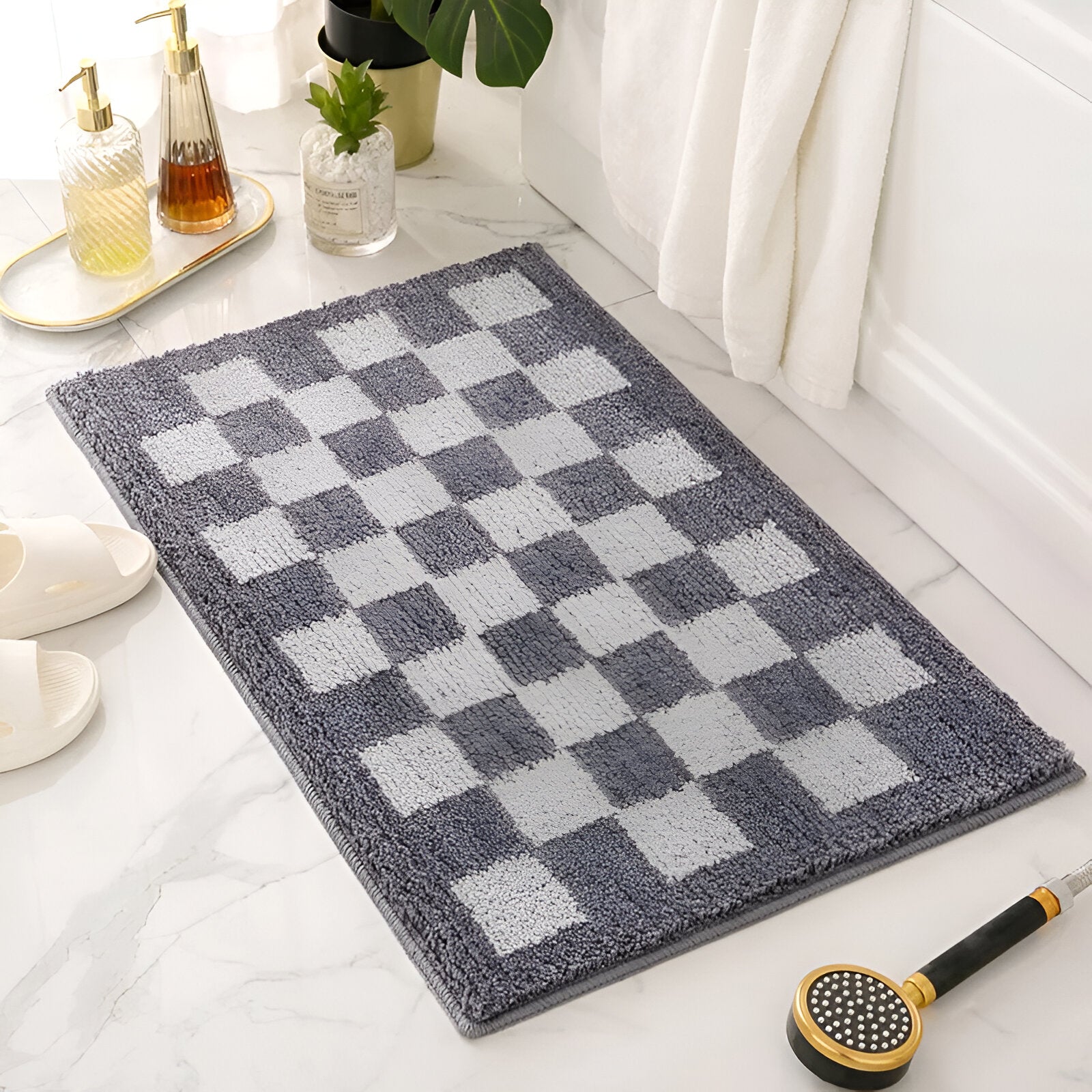 Machine-Washable Microfibre Plush Bath Mat