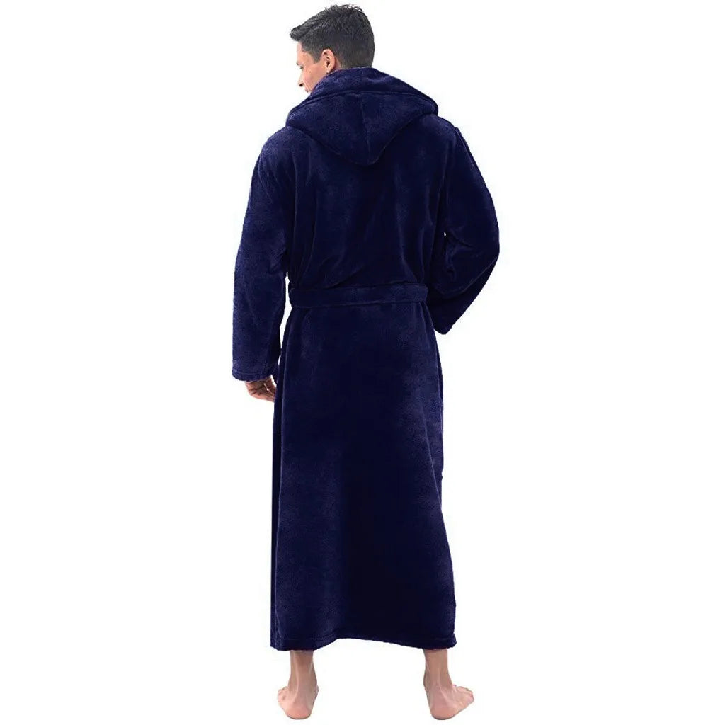 Machine-Washable Plush Hooded Bathrobe
