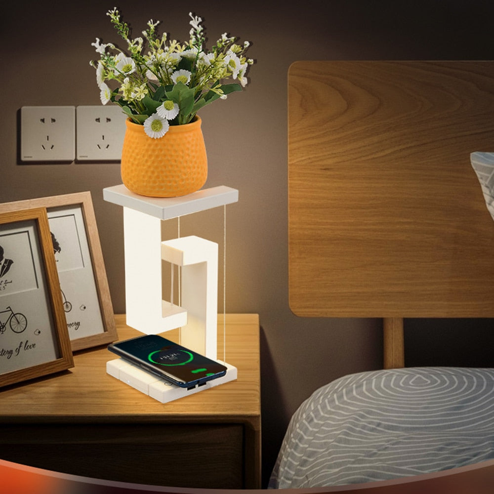 Magnetic Levitating Table Lamp with Wireless Charging – Intelligent LED Light, Modern Design, Durable ABS Plastic