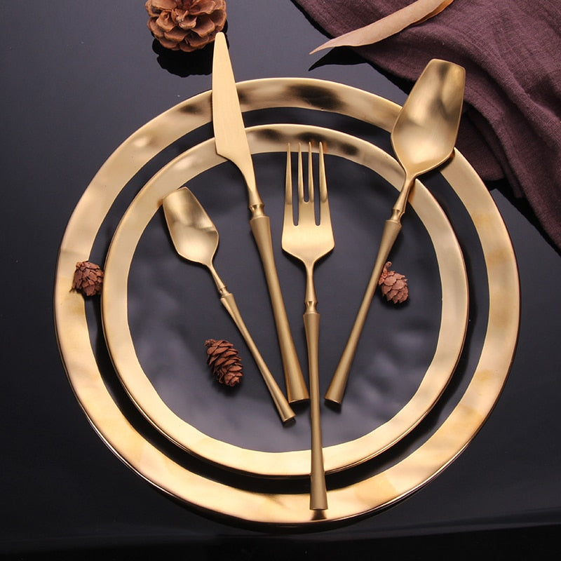 Matte Gold 18/10 Stainless Steel Cutlery Set