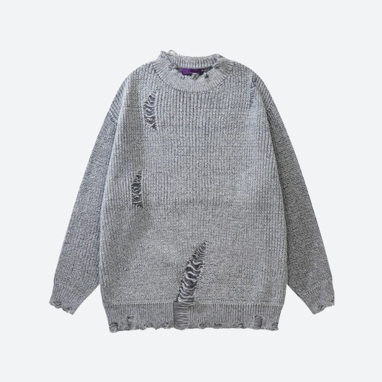 Men's Distressed Grunge Knit Jumper in Grey