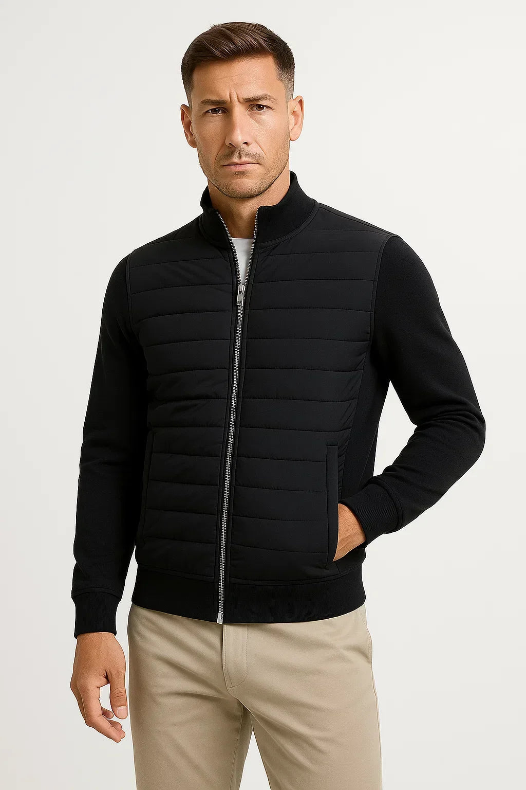 Men’s Hybrid Jacket with Knit Sleeves