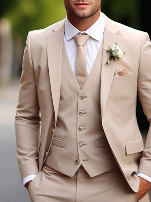 Men’s Khaki Three-Piece Suit