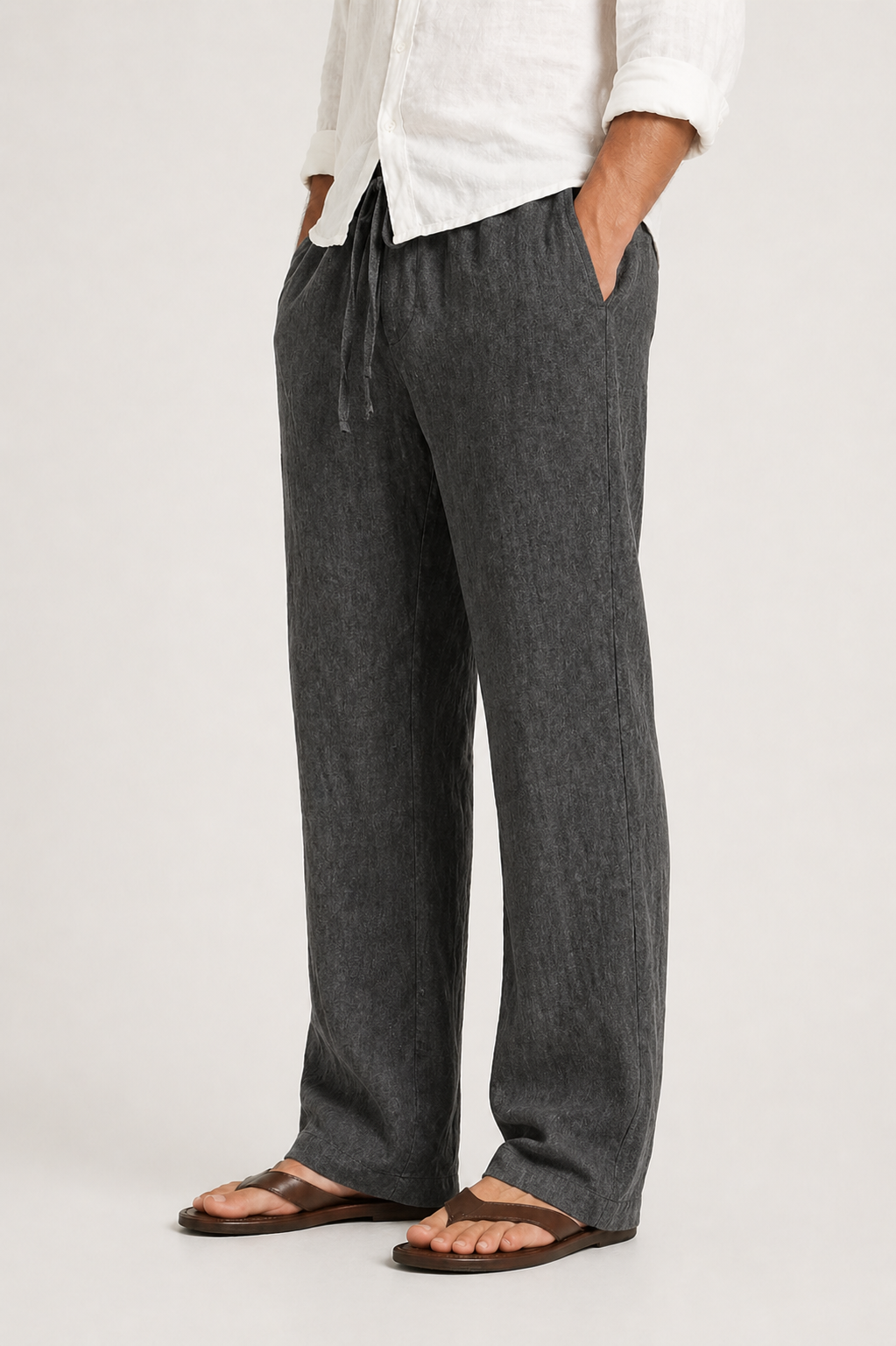 Men’s Linen-Look Relaxed Drawstring Trousers