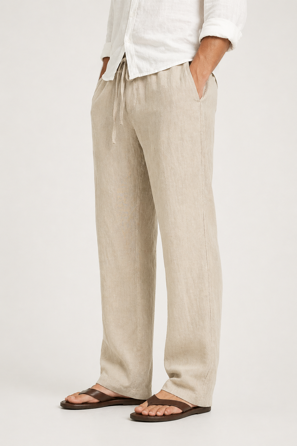 Men’s Linen-Look Relaxed Drawstring Trousers