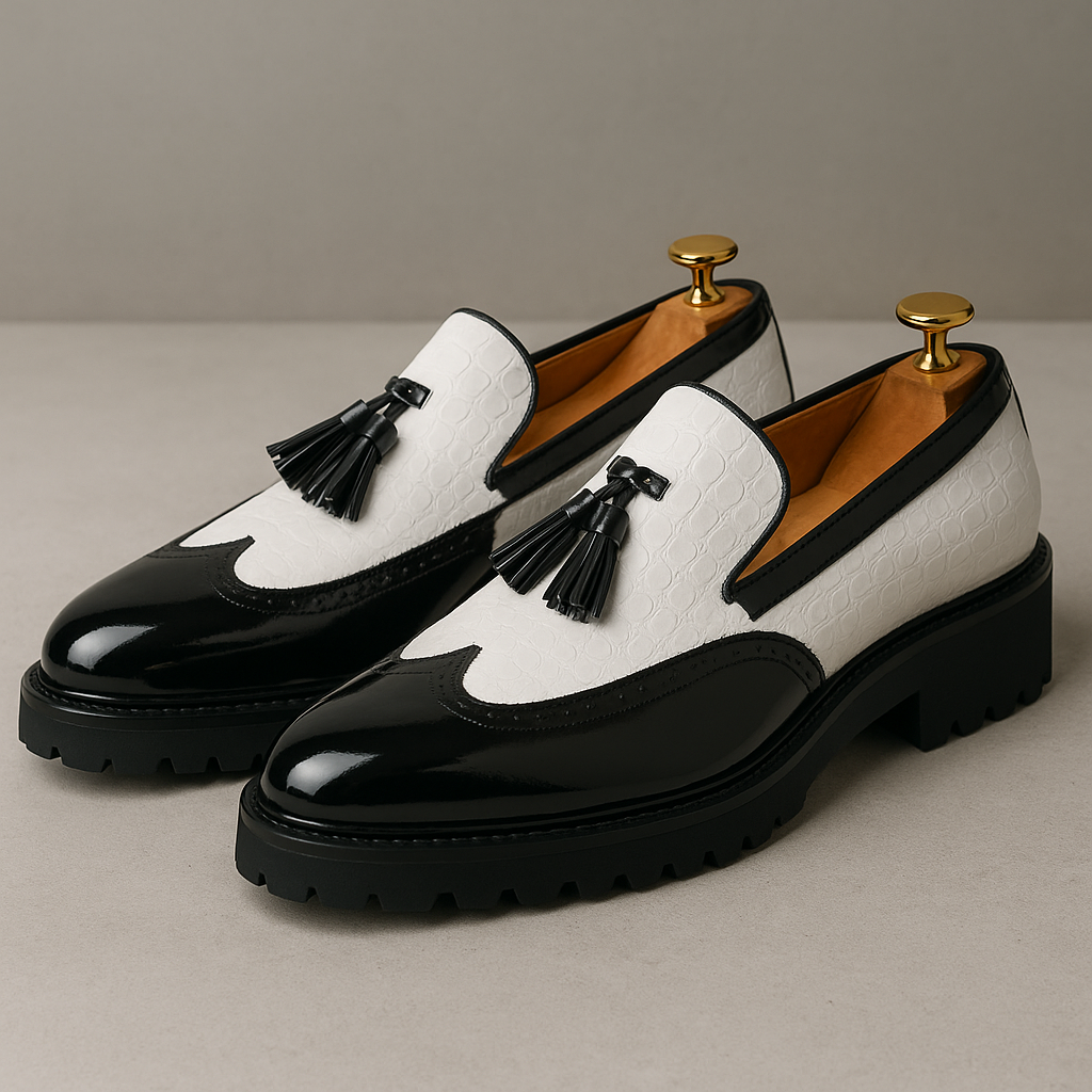 Men's Loafers With Croc-Embossed Tassels