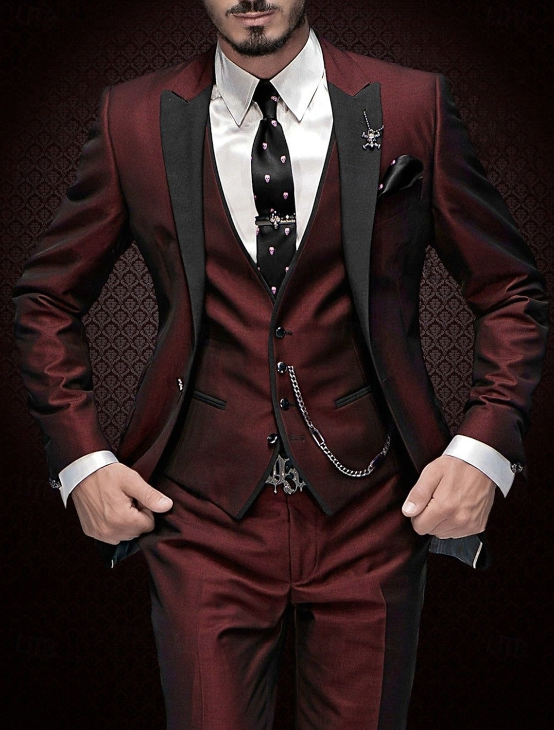 Men’s Peak-Lapel Three-Piece Suit
