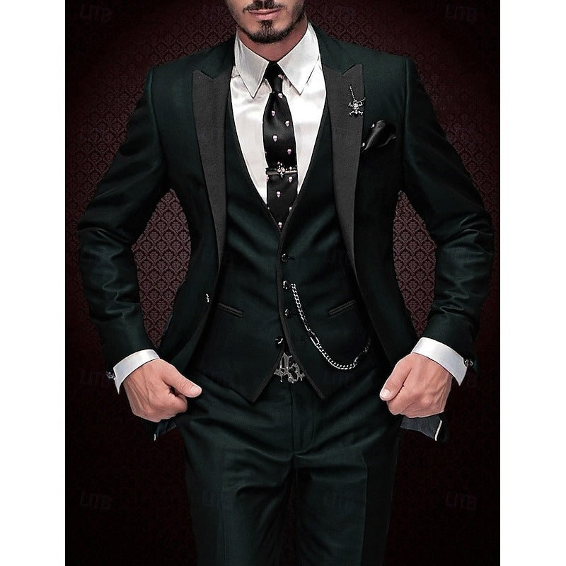 Men’s Peak-Lapel Three-Piece Suit