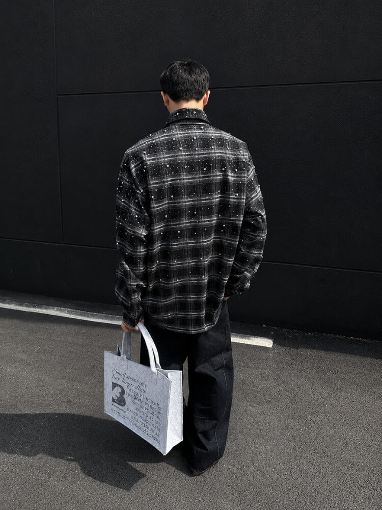 Men’s Rhinestone Plaid Shirt