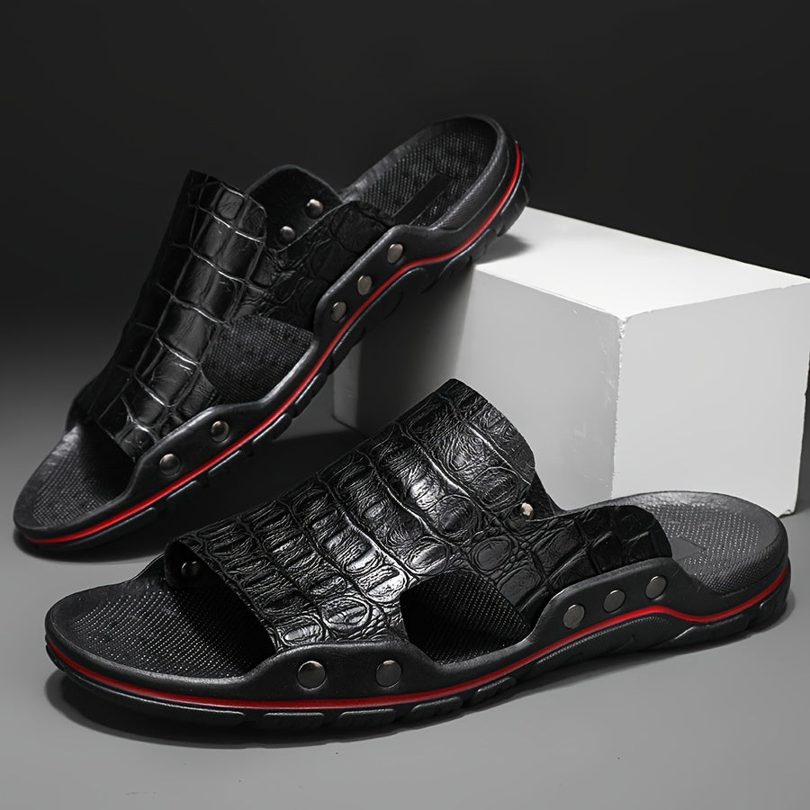 Men's Crocodile-Texture Sandals