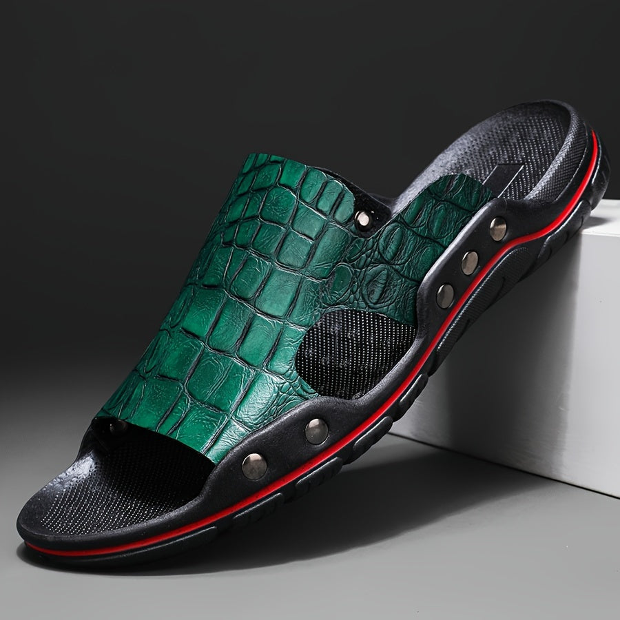 Men's Crocodile-Texture Sandals