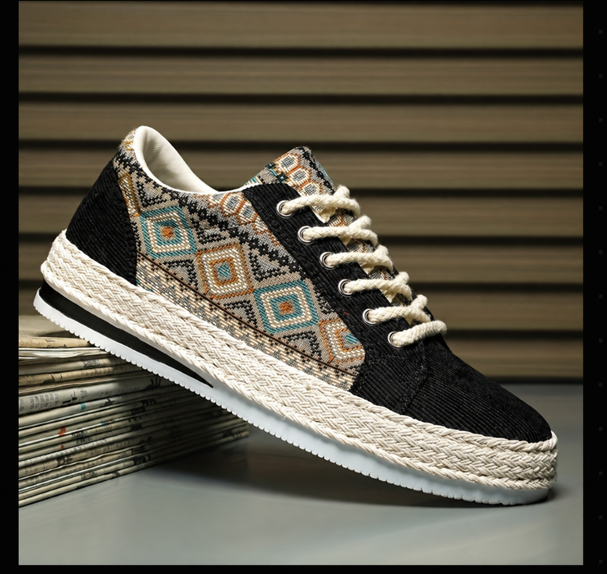 Men's Sneakers With Woven Pattern