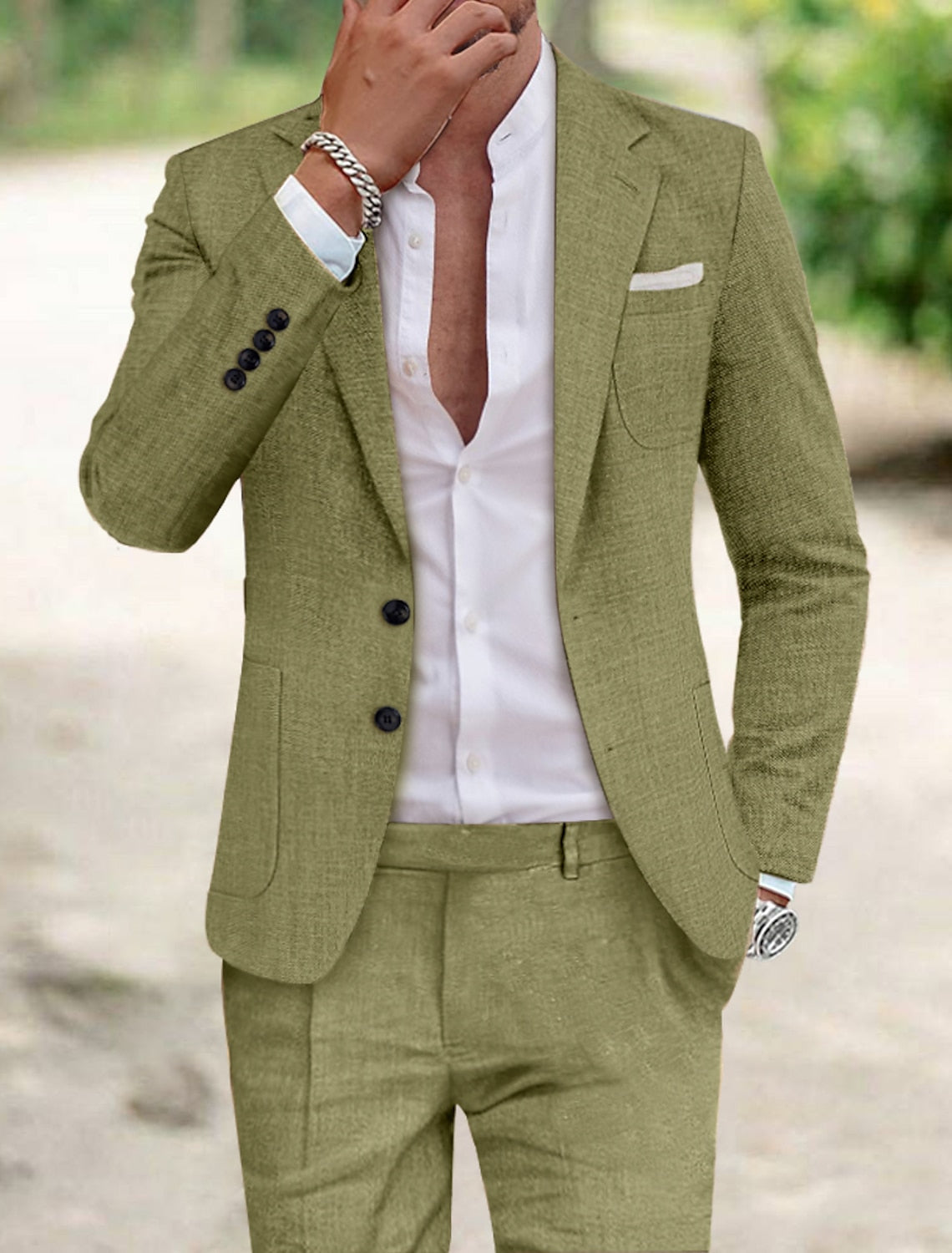 Men’s Two-Piece Linen Suit