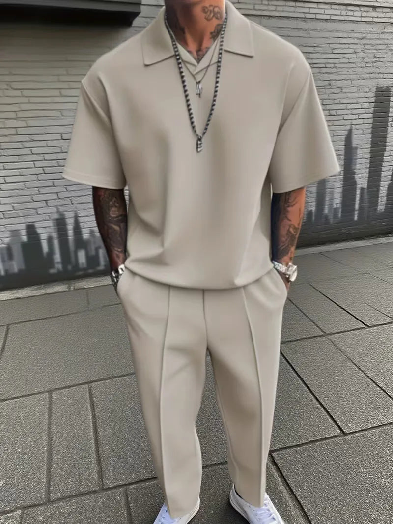 Men’s Two-Piece Set with Polo Shirt
