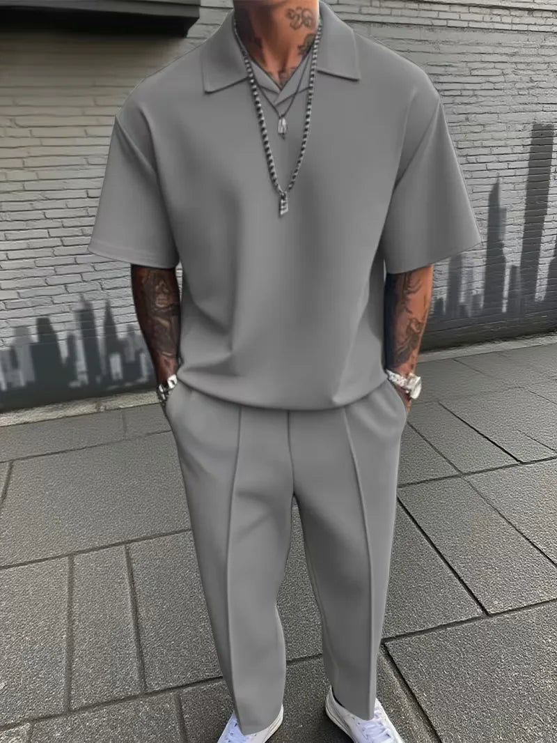 Men’s Two-Piece Set with Polo Shirt