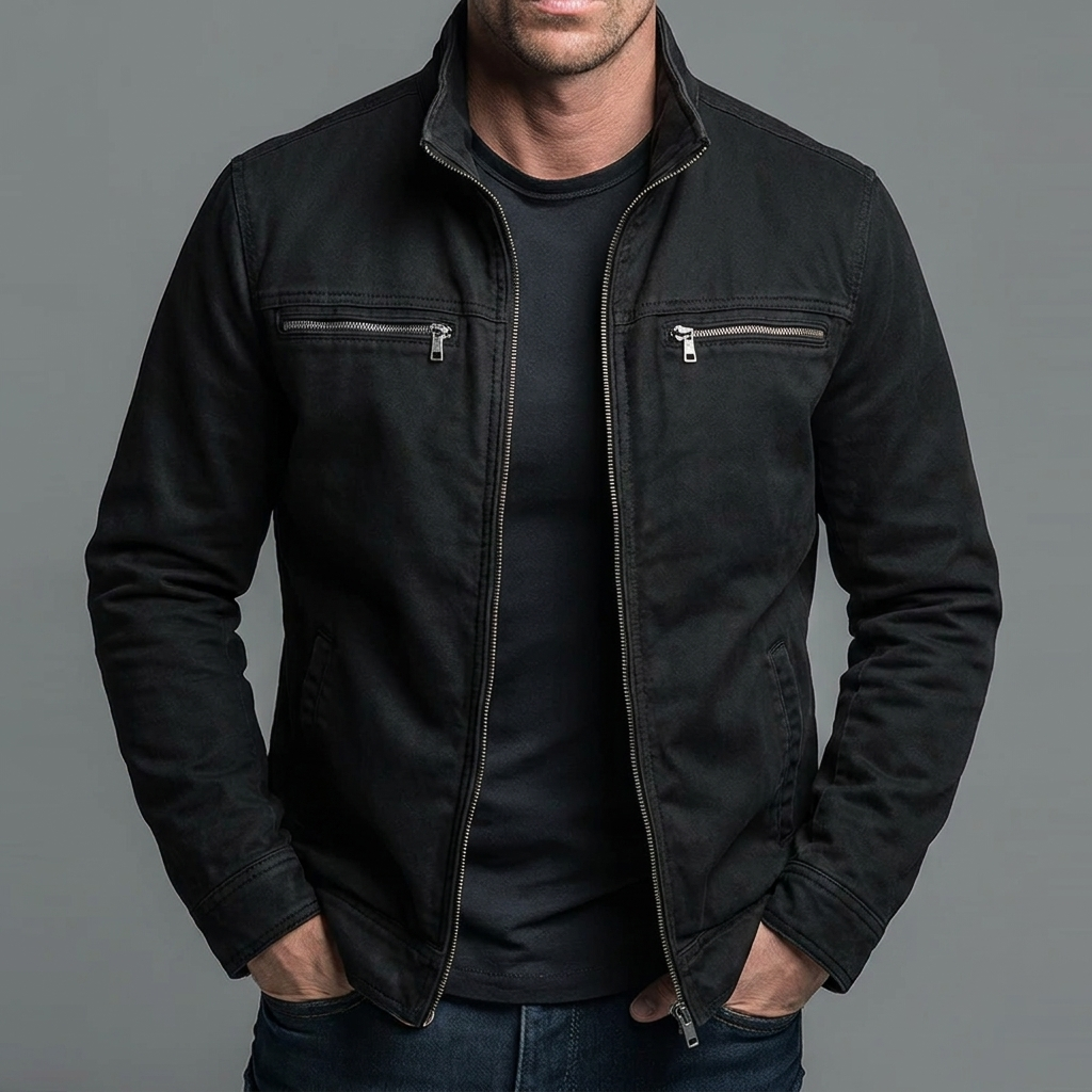 Men's Utility Jacket with Front Zip