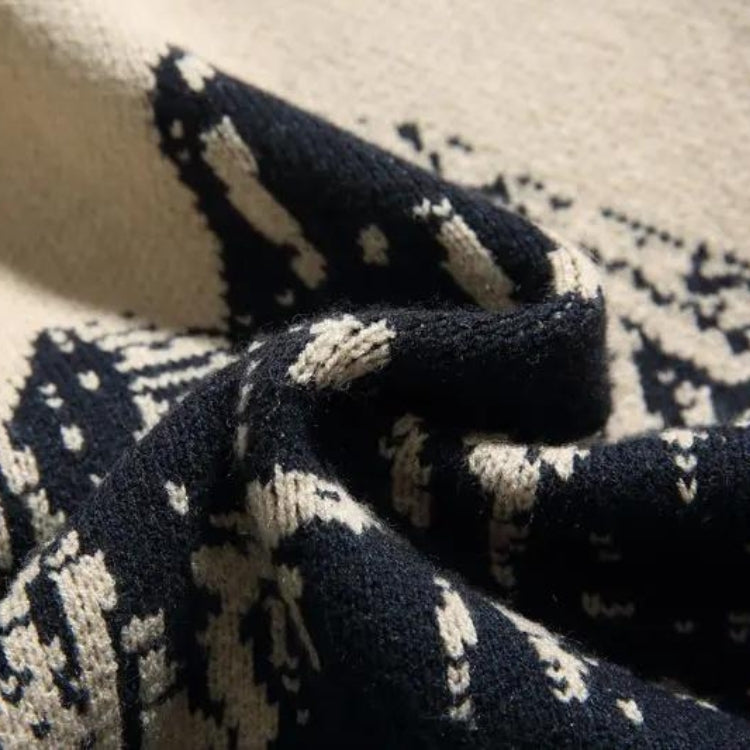 Men's Vintage Contrast-Colour Knit Sweater