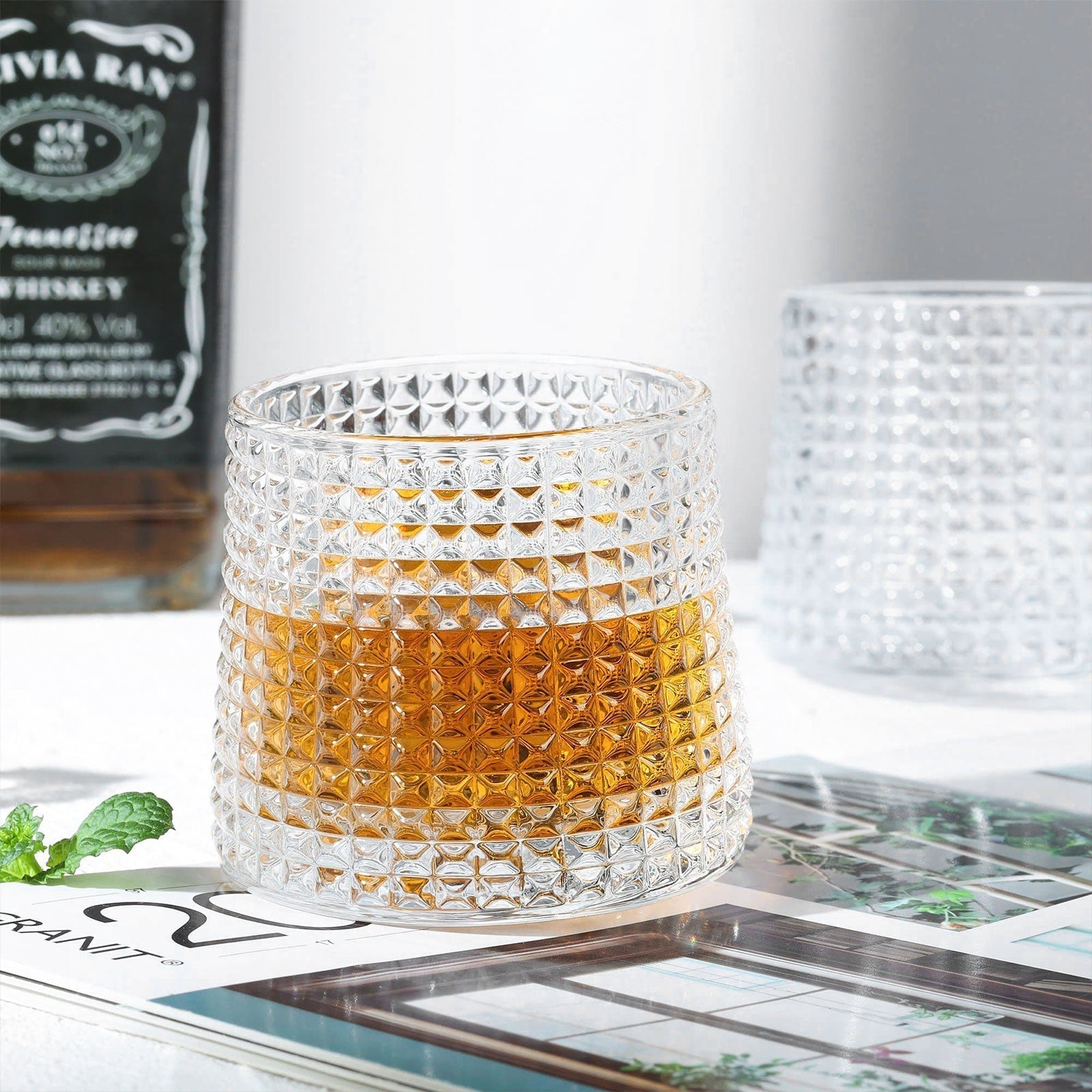 Microwave-Safe Rotating Whiskey Glass