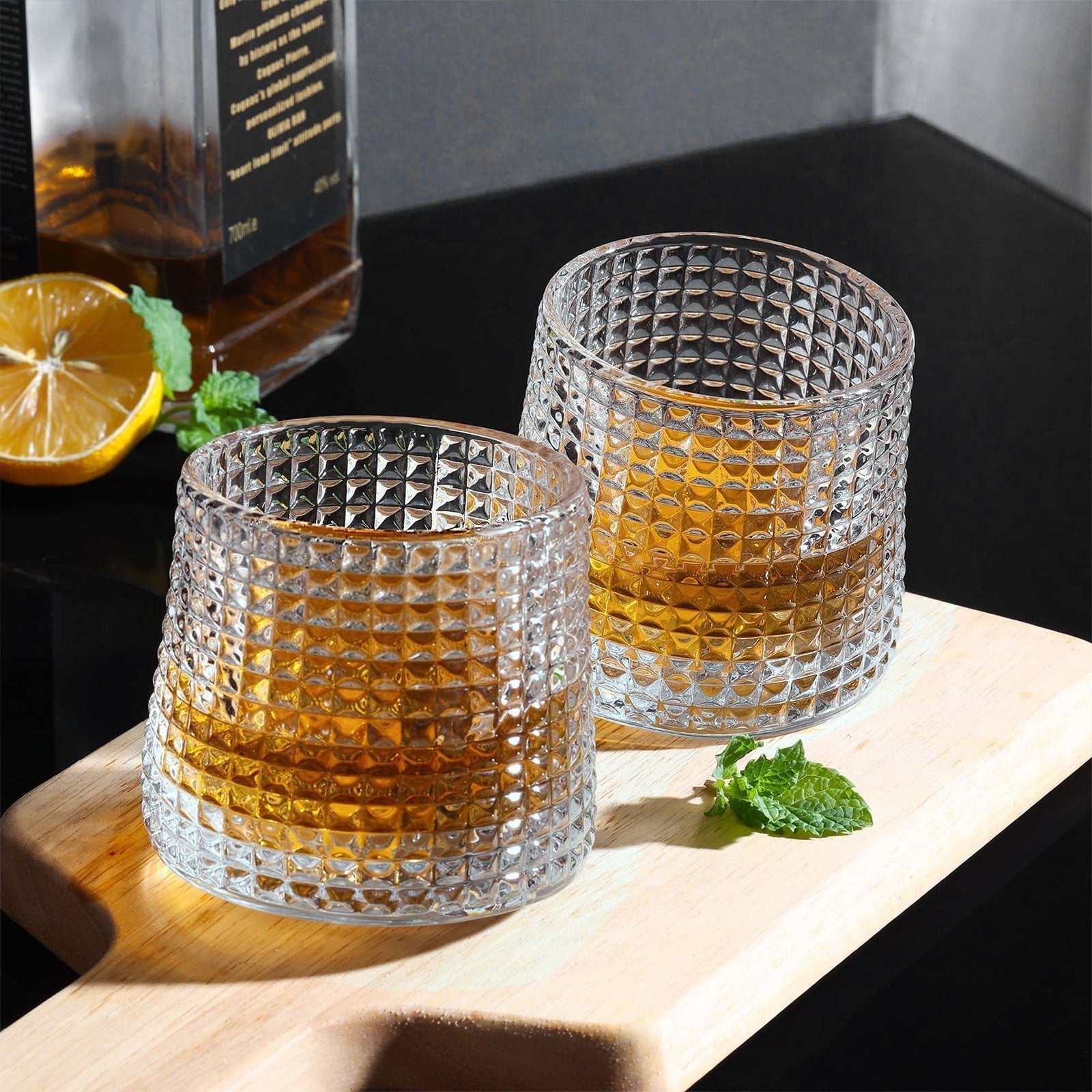 Microwave-Safe Rotating Whiskey Glass