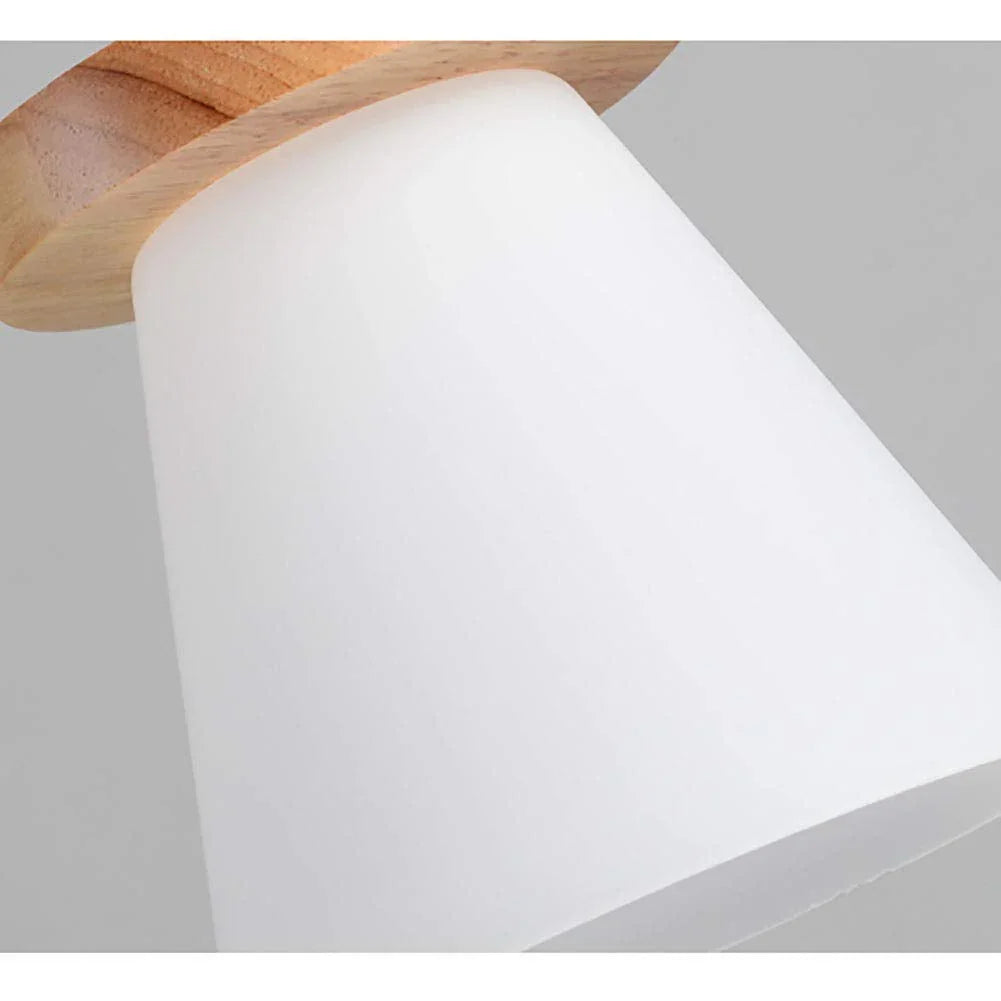 Minimalist Trapezoid Pendant Light in White Wood and Glass – Stylish Kitchen Pendant Lighting for Bedroom, Dining, and Living Room