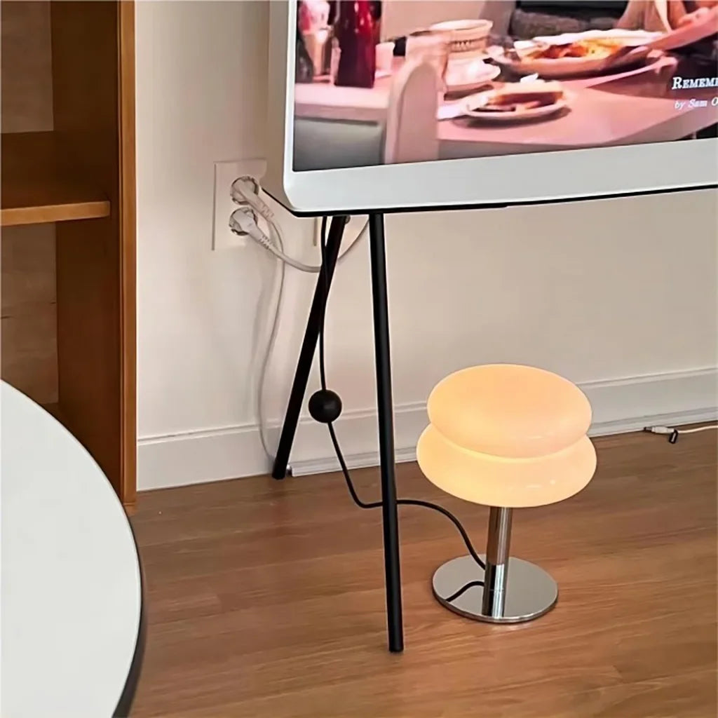 Minimalist Glass Table Lamp with White Glass Shade