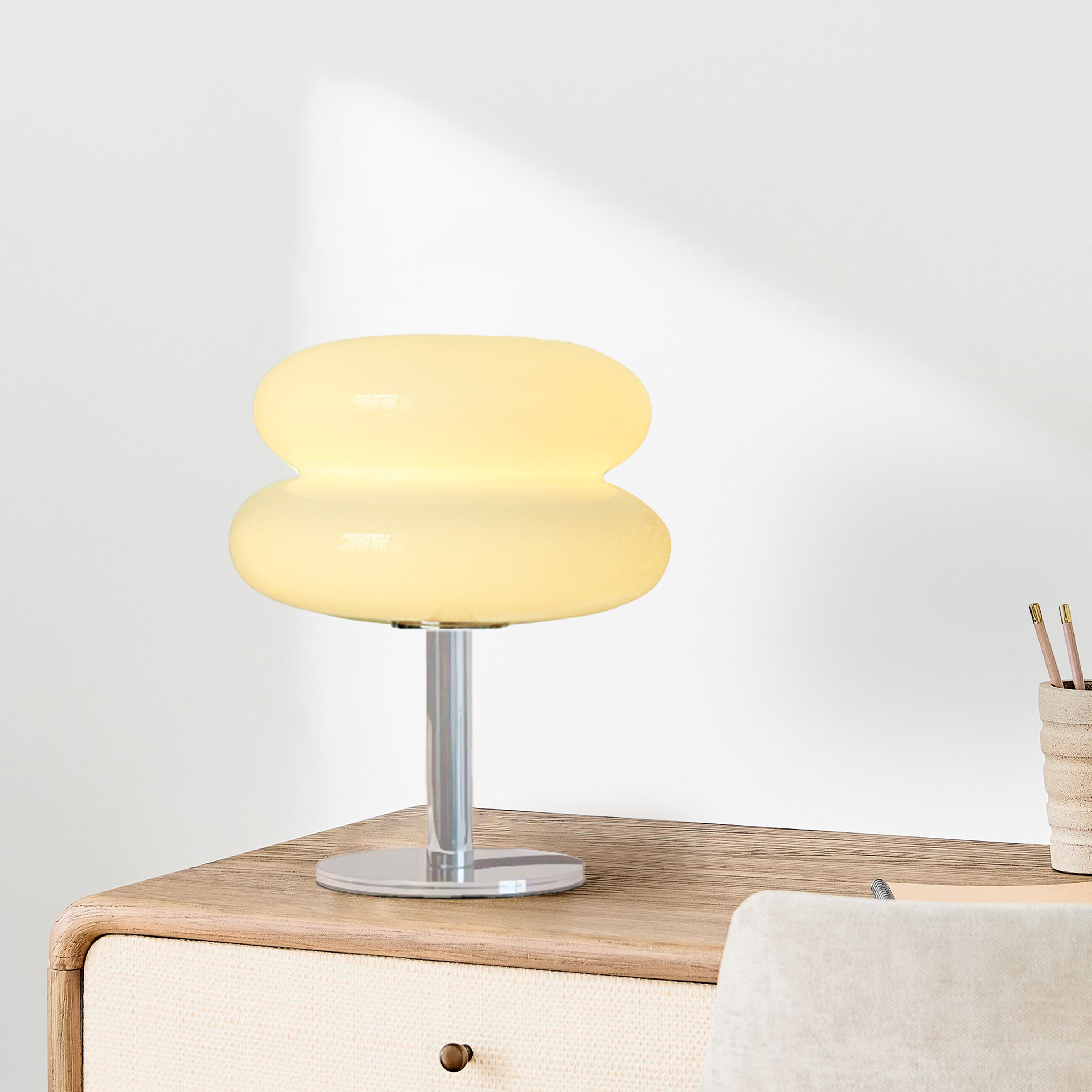 Minimalist Glass Table Lamp with White Glass Shade