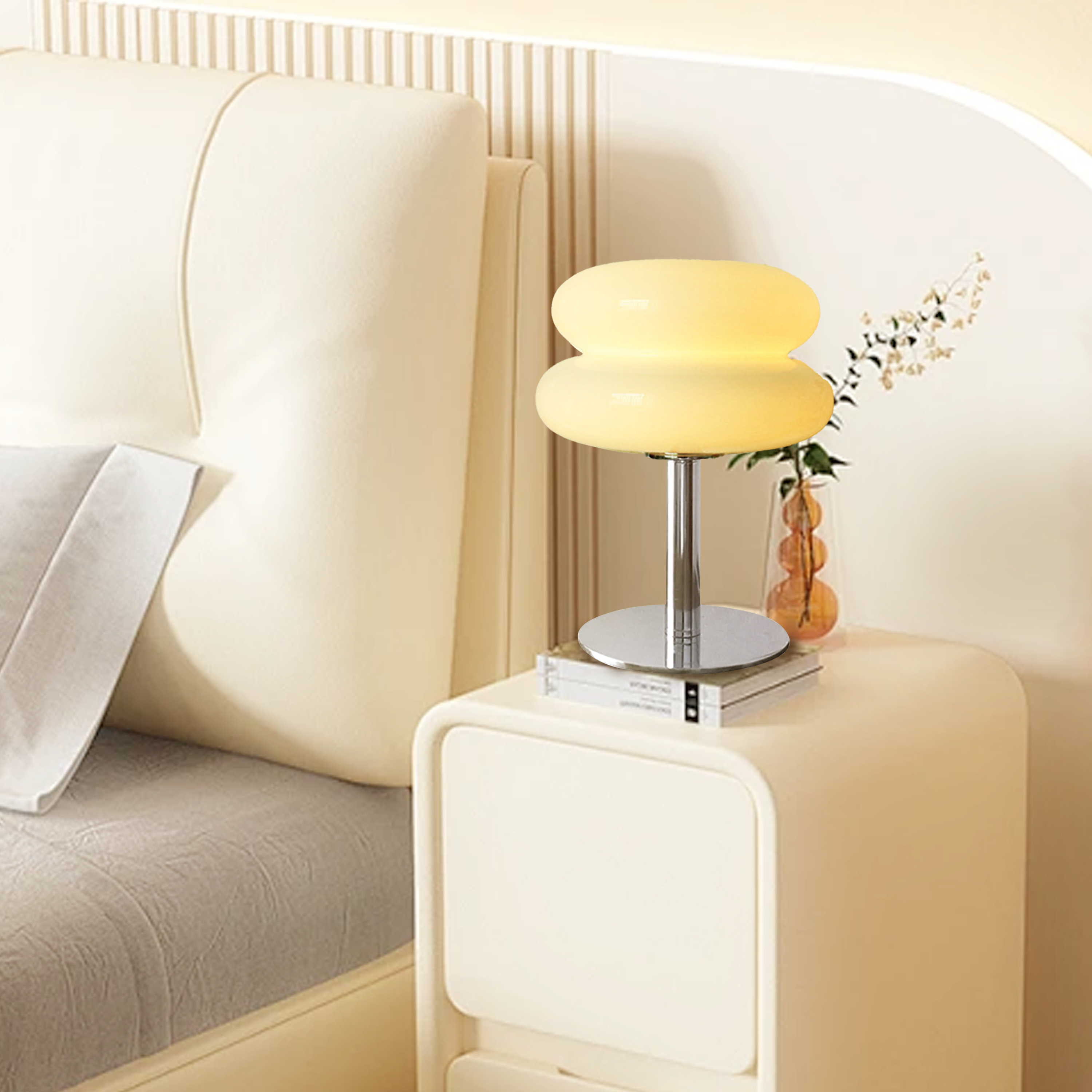 Minimalist Glass Table Lamp with White Glass Shade