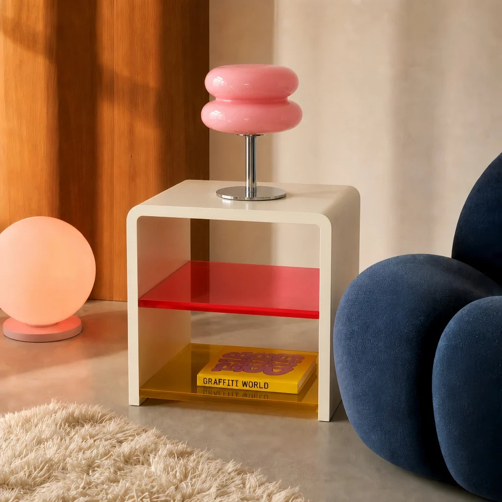 Minimalist Glass Table Lamp with White Glass Shade