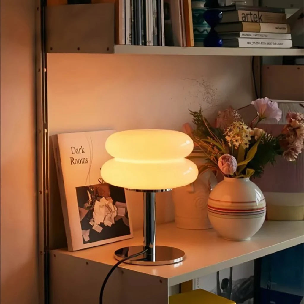 Minimalist Glass Table Lamp with White Glass Shade