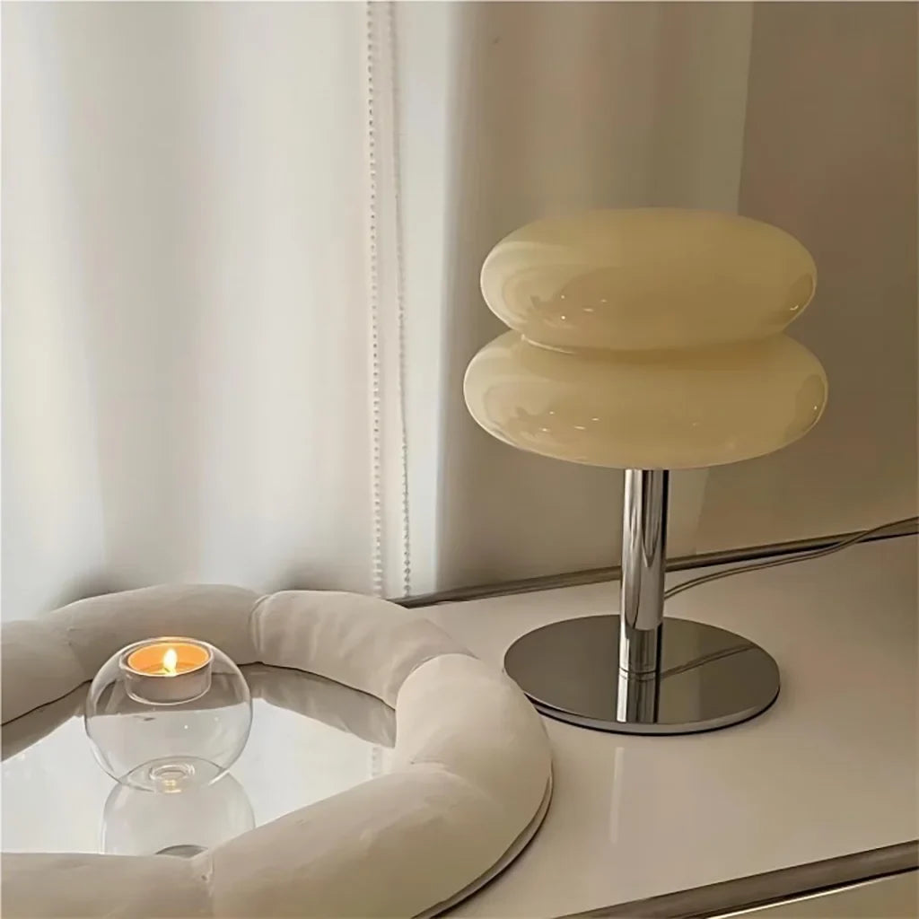 Minimalist Glass Table Lamp with White Glass Shade