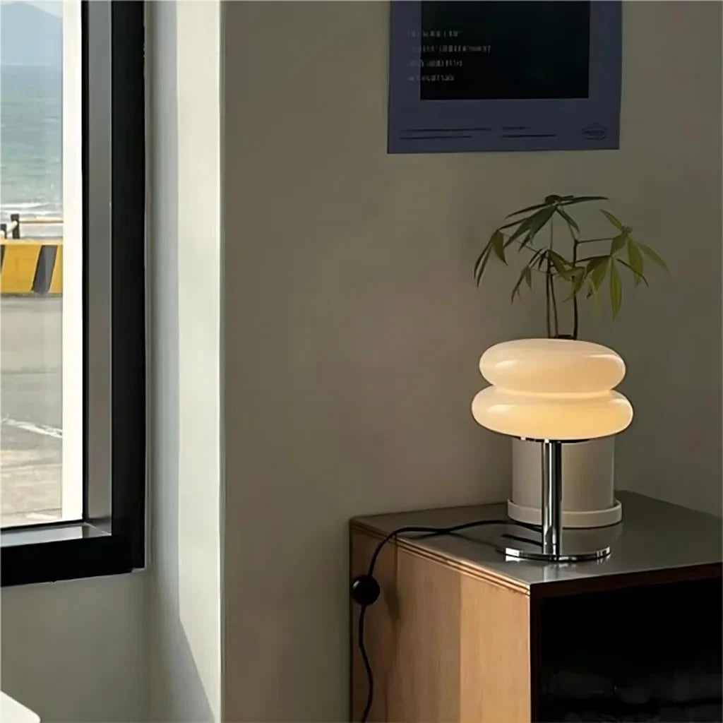 Minimalist Glass Table Lamp with White Glass Shade
