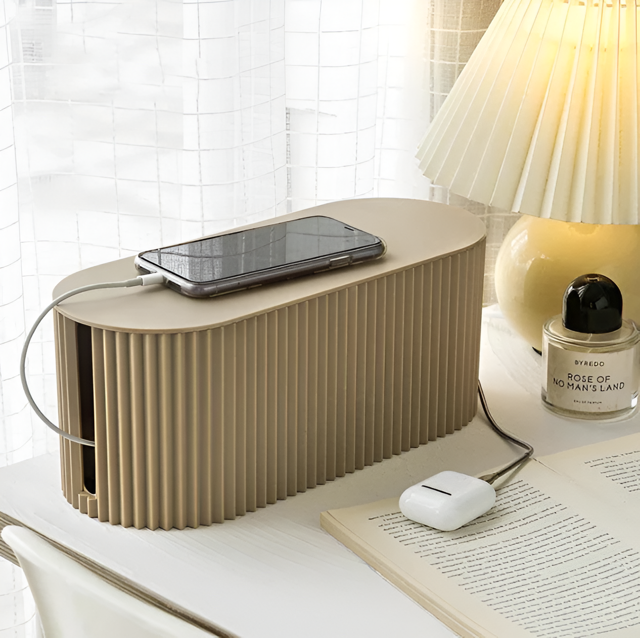 Minimalist Cable Management Box – Plastic Cable Organizer for Chargers and Power Strips