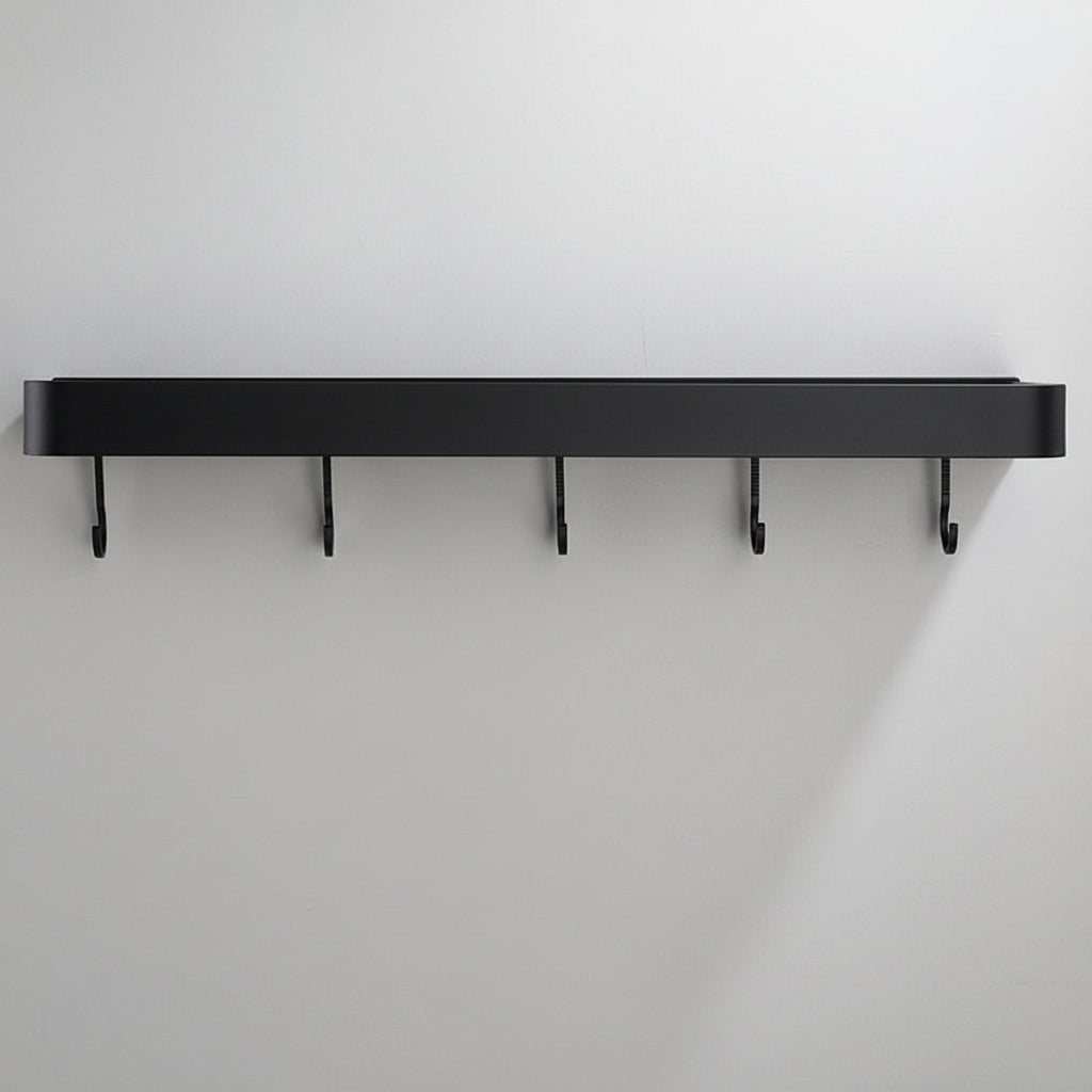 Black Aluminium Wall Shelf with Perforated Drainage Base