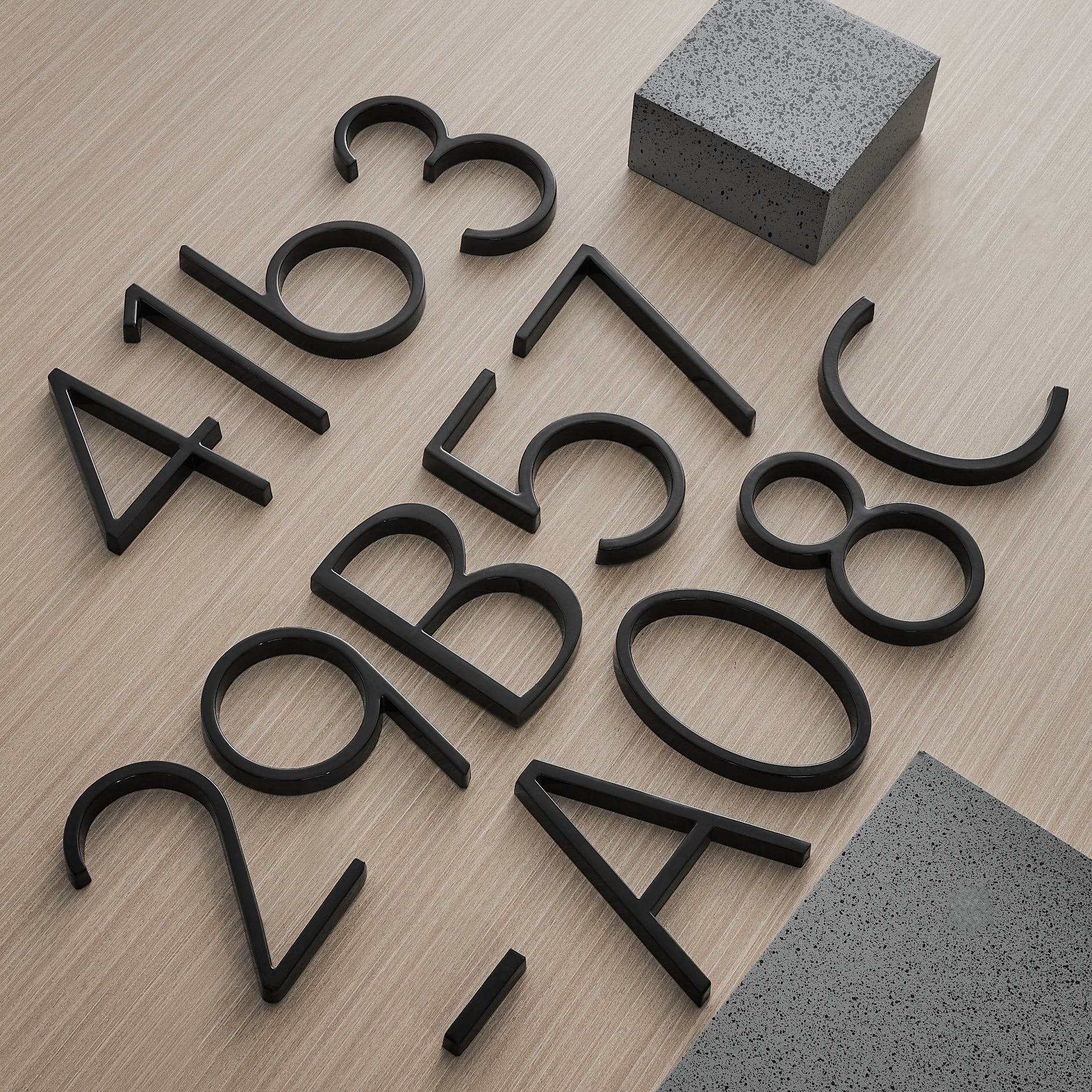 Modern Black House Number Sign – Durable Zinc Alloy Address Plaque with Versatile Installation for Enhanced Curb Appeal