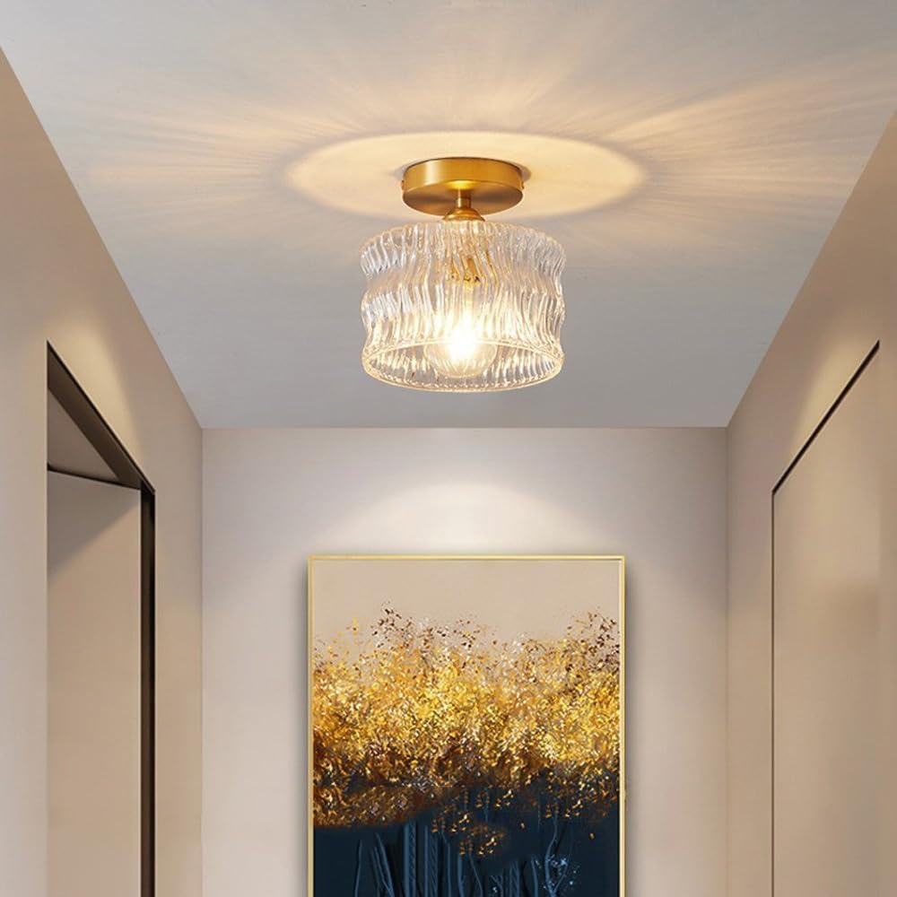 Modern Glass Gold Ceiling Lamp Flush Mount Light Fixture