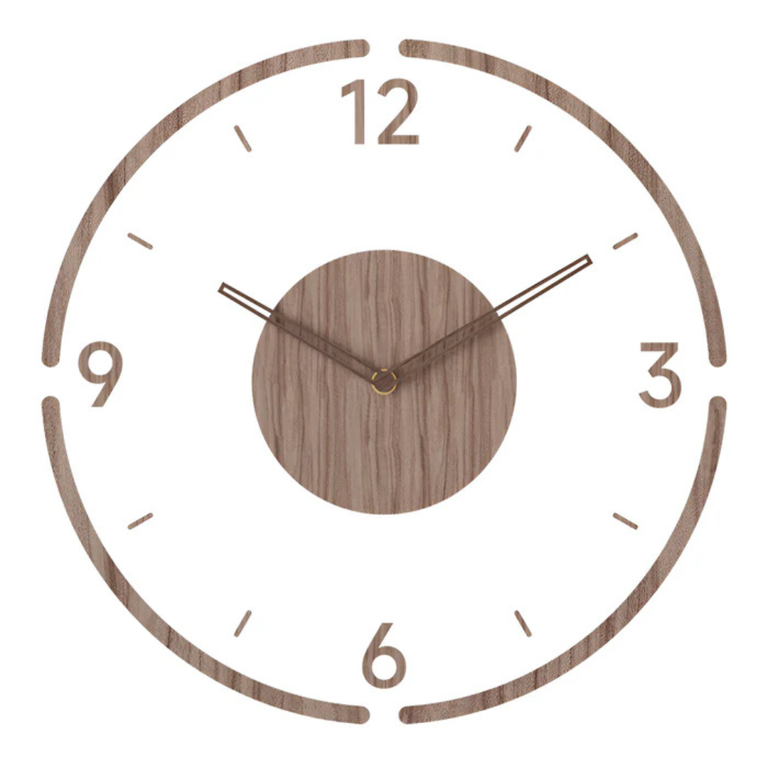 Modern Wall Clock 30 cm - Stylish Acrylic and Wood Design for Living Room Decor, Silent Quartz Mechanism