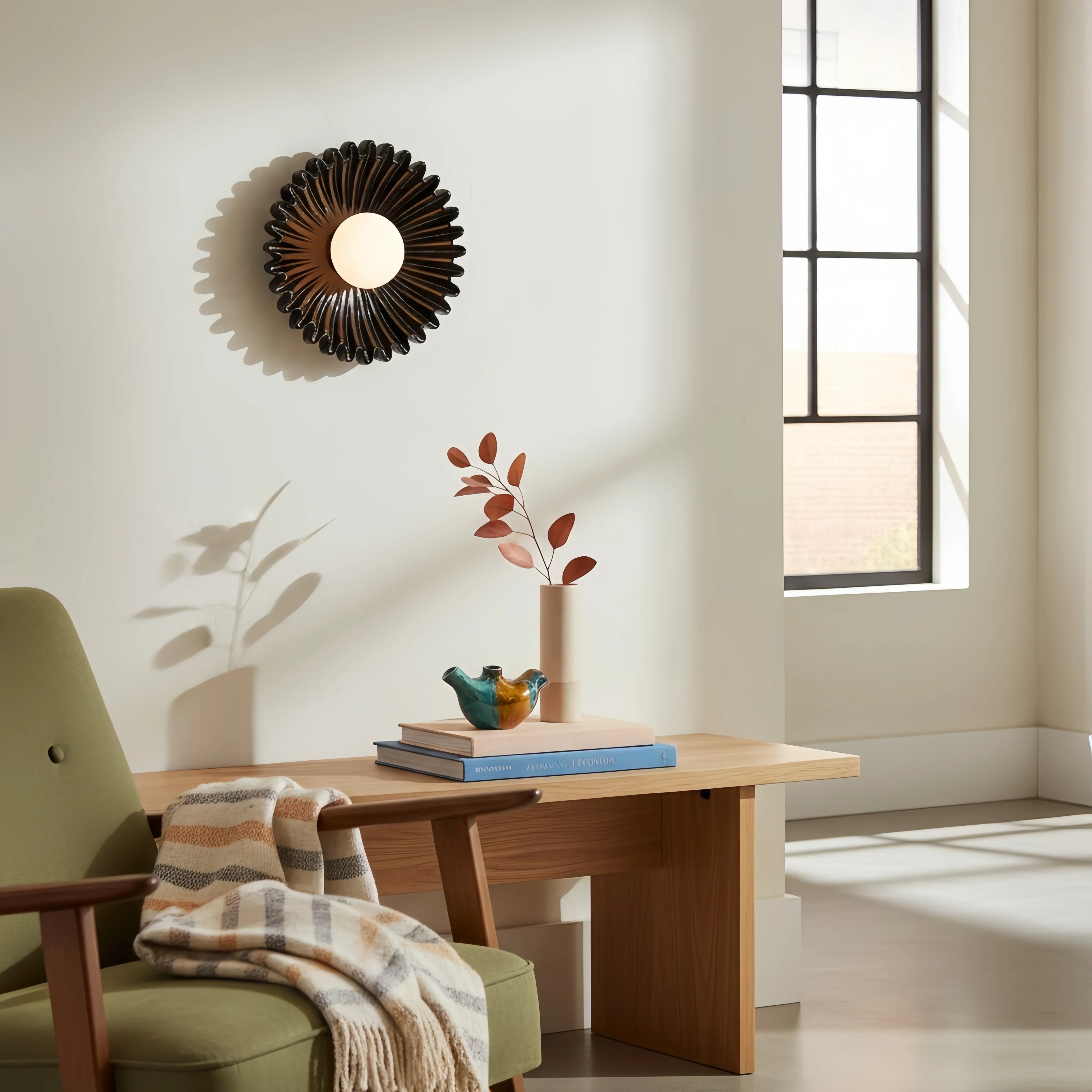 Modern Ceramic Flower Wall Light with Warm LED Glow