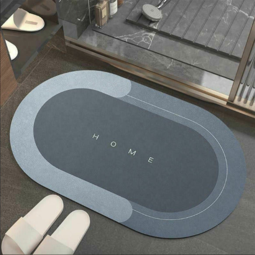 Non-Slip Oval Bath Mat – Quick-Dry Super Absorbent Nappa Leather Bathroom Mat for Safety and Comfort