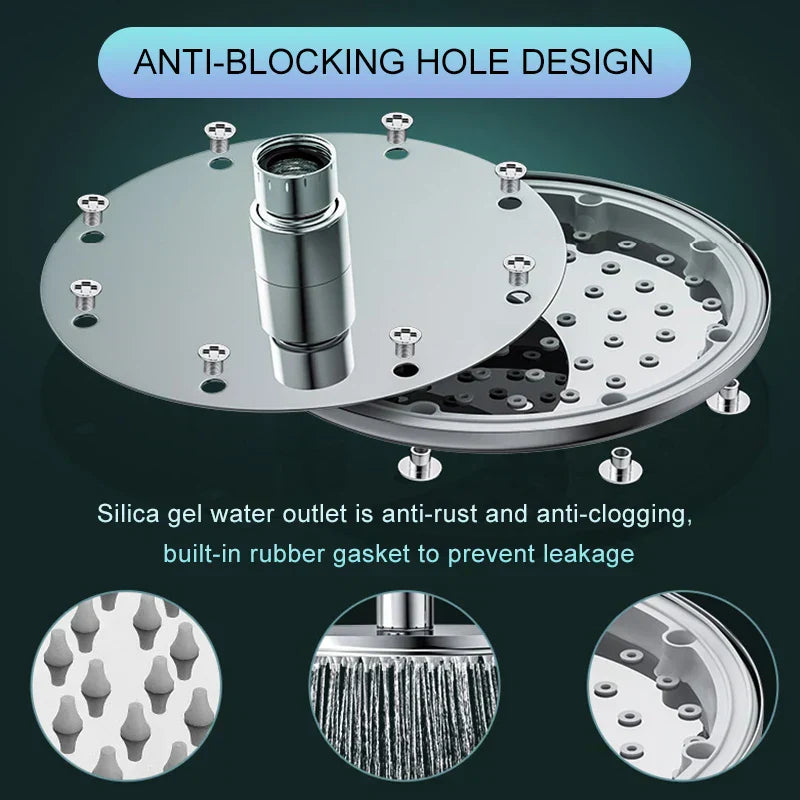 Non-Slip Water-Saving Wall-Mounted Rain Showerhead