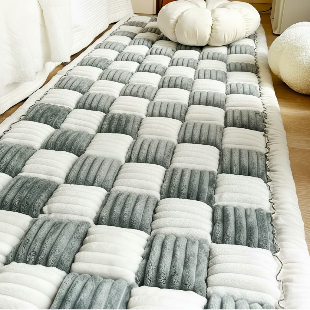 Non-Slip Checkered Plush Pet Mat