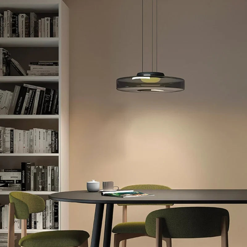 Nordic Creative Glass Pendant Light with Multi-Layer Disc Shade, Modern Macaron Design for Kitchen Island