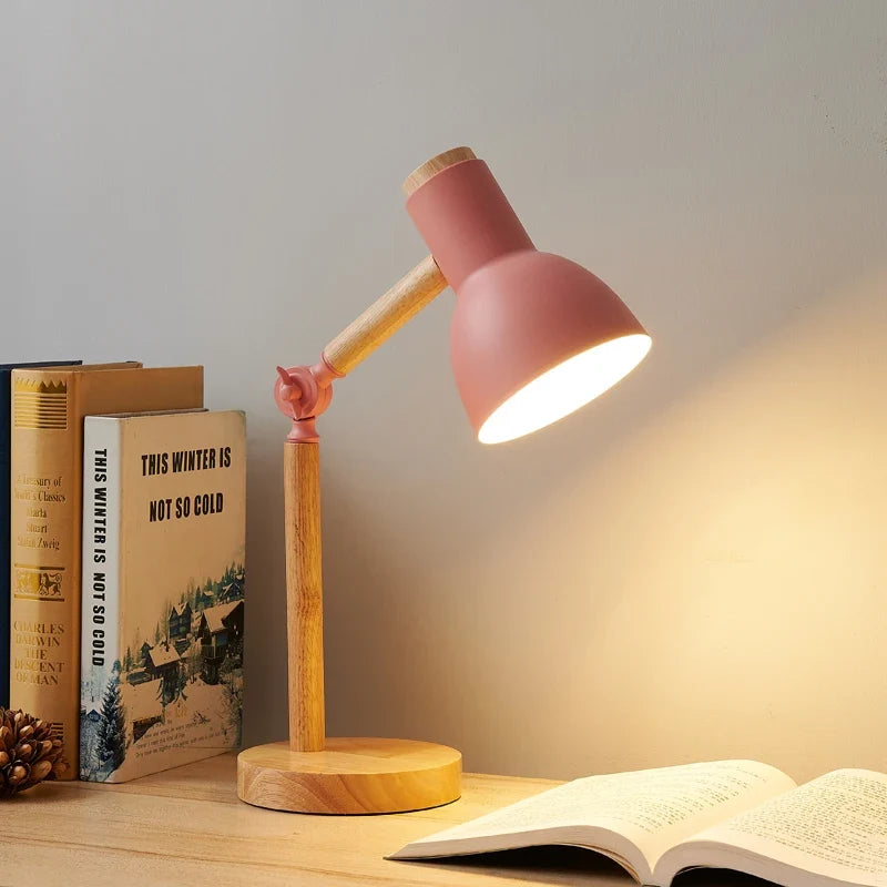 Nordic Wooden Desk Lamp Adjustable Modern Table Light