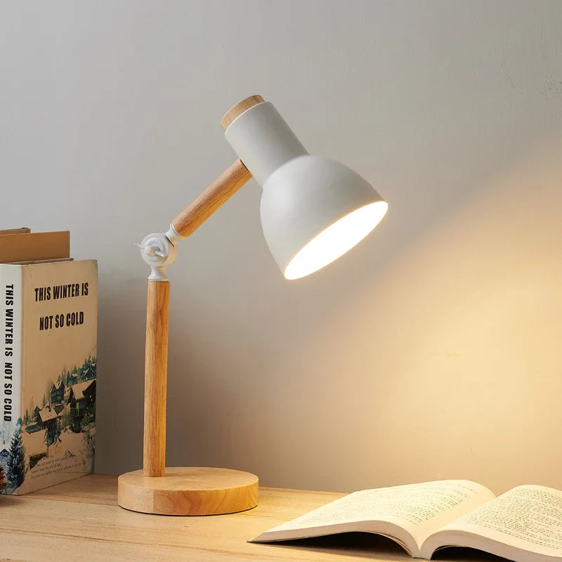 Nordic Wooden Desk Lamp Adjustable Modern Table Light