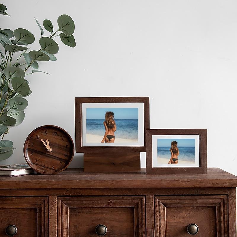 Nut Brown Picture Frame 10 x 15 cm – Elegant Wall Hanging and Tabletop Photo Frame in Natural Wood