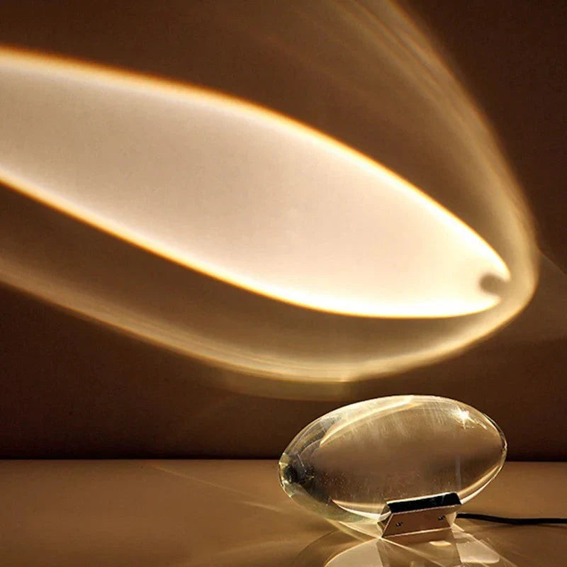 Oval Crystal Glass LED Table Lamp