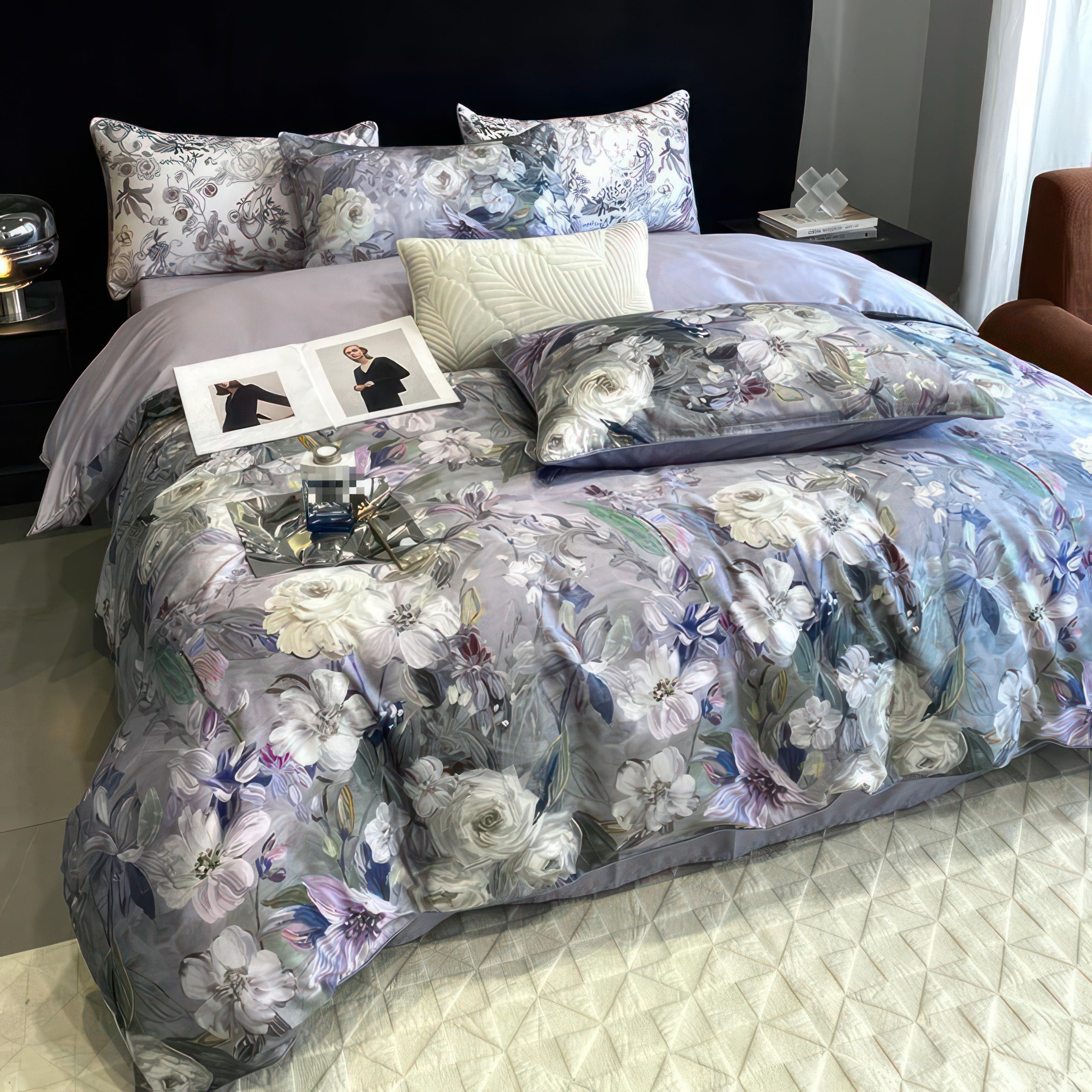 Pillowcase Pair 48 x 74cm, 100% Egyptian Cotton, 600 Thread Count, Luxurious Sateen Weave, Intricate Design, Soft and Cool