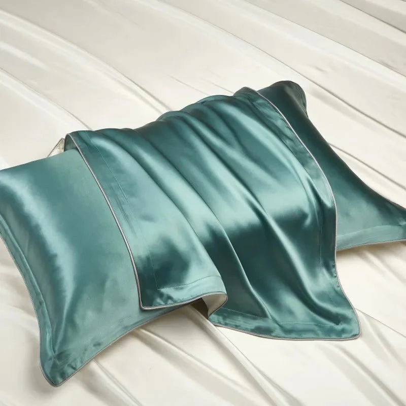 Pure Silk Pillowcase Set, Standard Pillow Size 48x74 cm, Breathable Tencel Underside for Hair and Skin Care