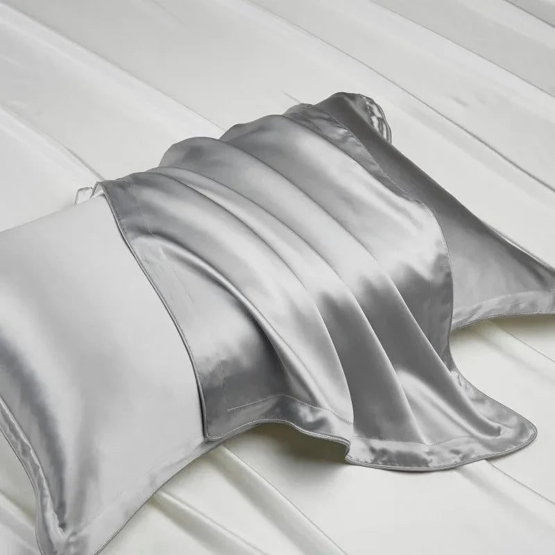 Pure Silk Pillowcase Set, Standard Pillow Size 48x74 cm, Breathable Tencel Underside for Hair and Skin Care